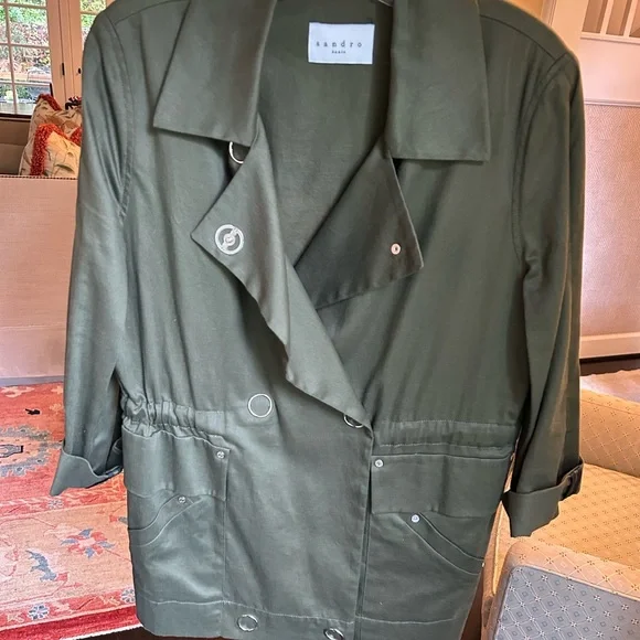 Sandro Olive Trench Coat - Picture 12 of 15